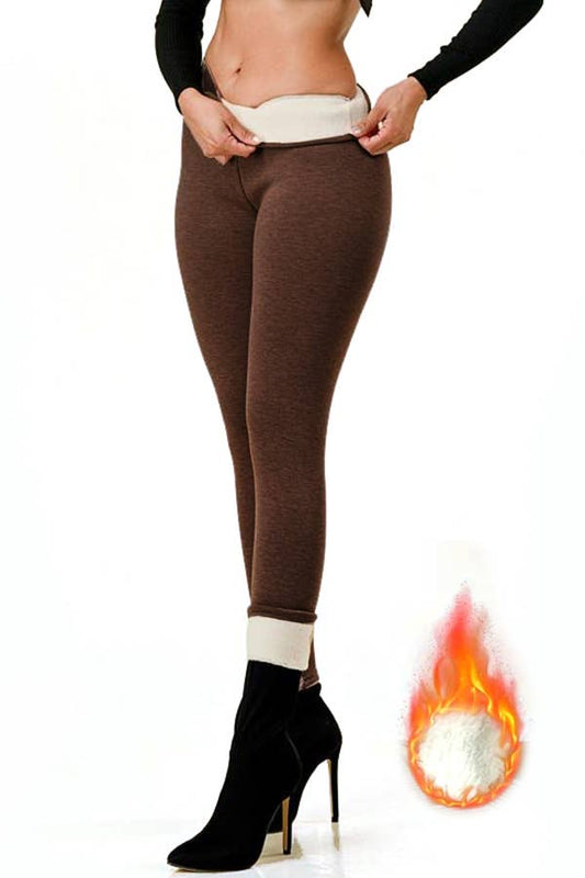 Lambskin thermal fur lined high waist leggings