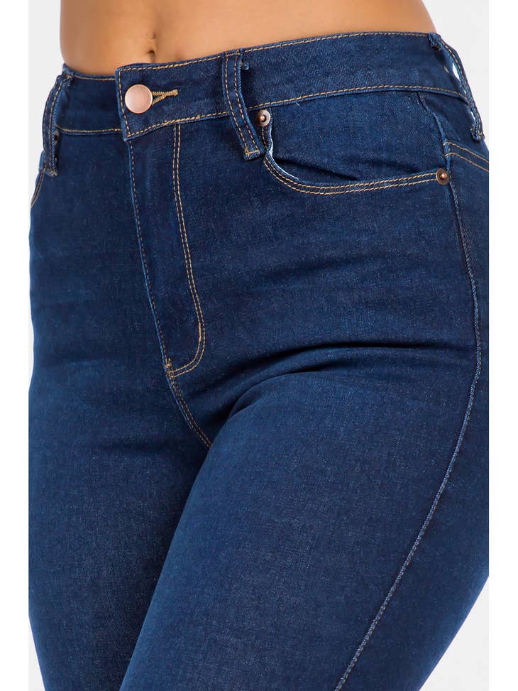 Jean skinny taille haute fendu aux genoux