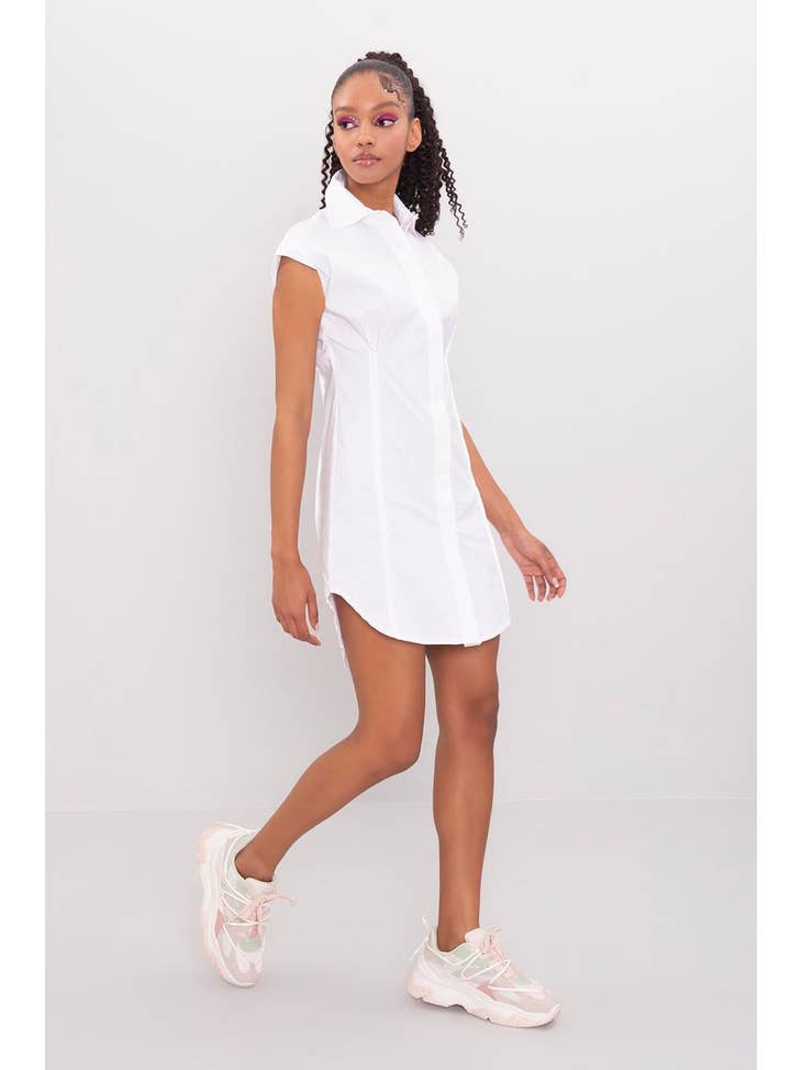 Dropped Sleeve Shirt Dress