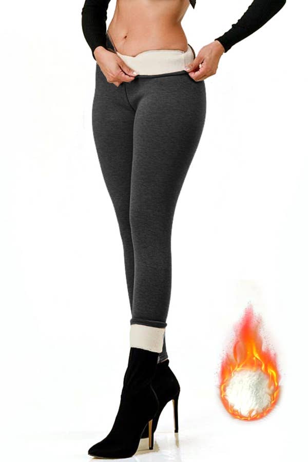 Lambskin thermal fur lined high waist leggings