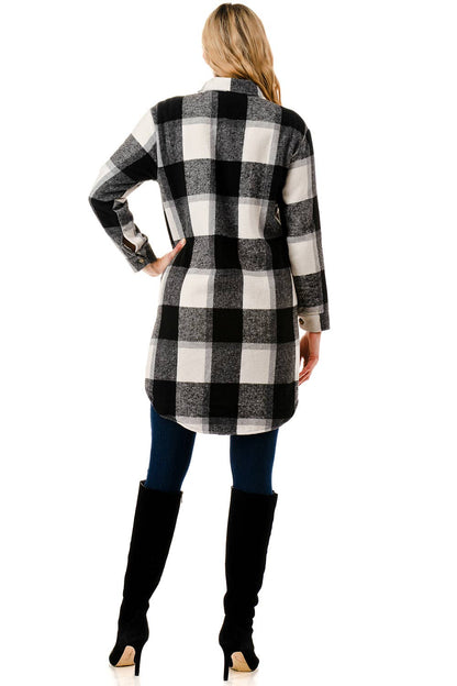 Fur-lined plaid flannel shacket