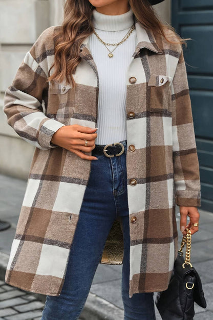 Fur-lined plaid flannel shacket