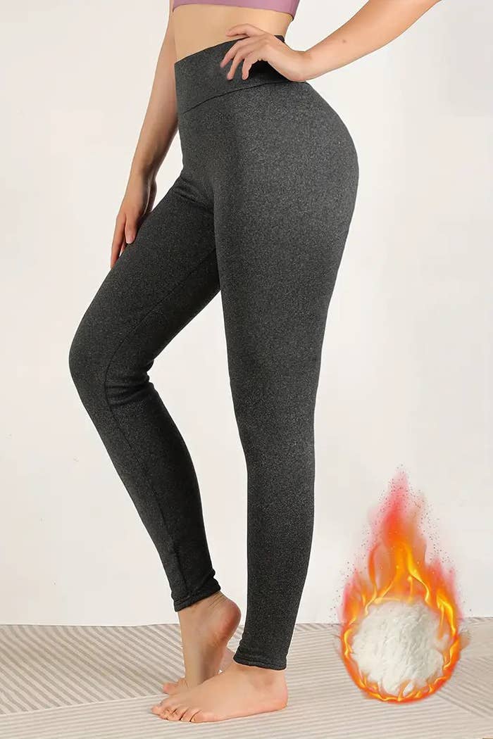 Lambskin thermal fur lined high waist leggings