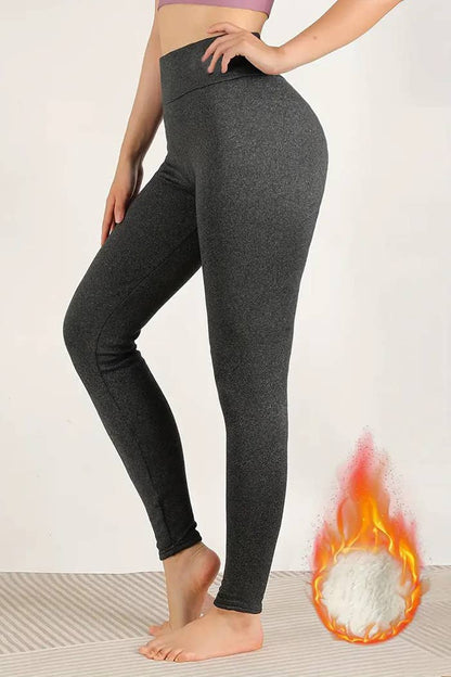 Lambskin thermal fur lined high waist leggings