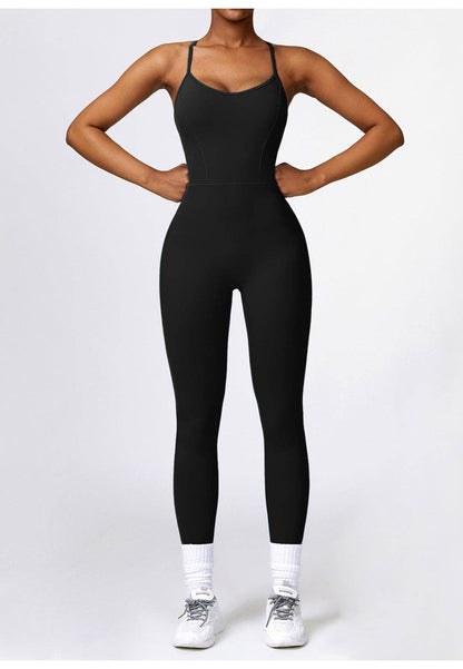 Cutout Cross Back Unitard Jumpsuit