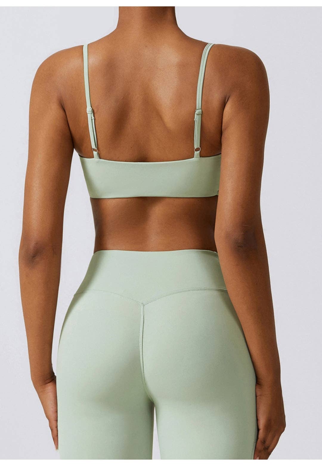 Plunge Neck Twist Front Sports Bra - Green