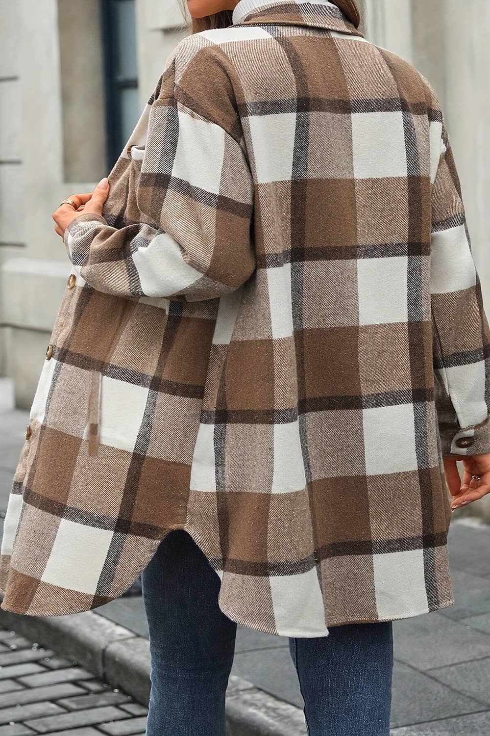 Fur-lined plaid flannel shacket