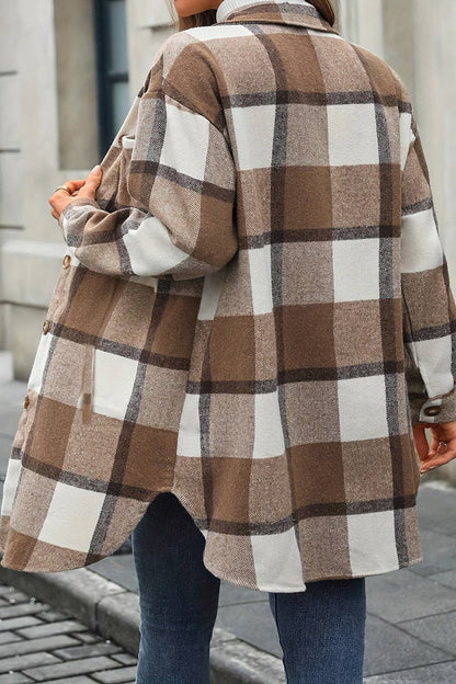Fur-lined plaid flannel shacket