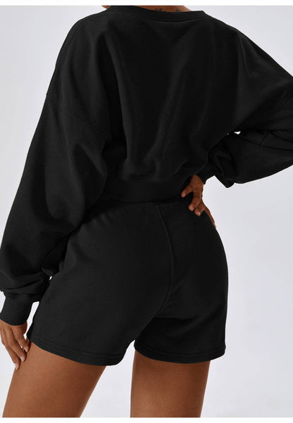 Drawstring High Waist Shorts - Black