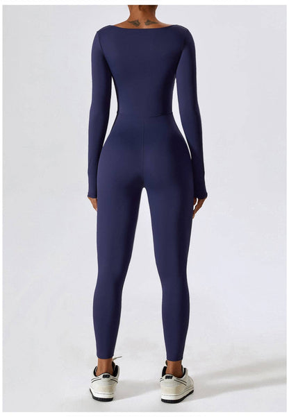 Square Neck Unitard Jumpsuit - Navy