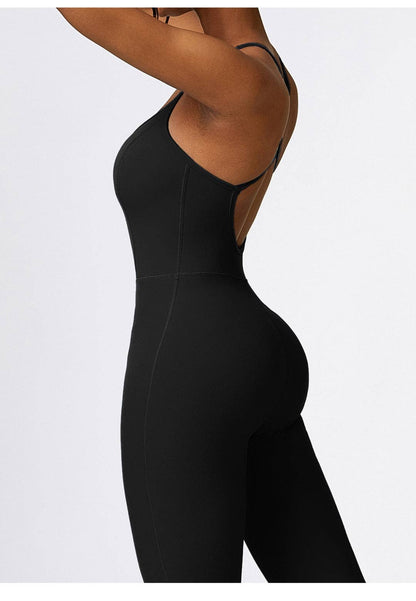 Cutout Cross Back Unitard Jumpsuit