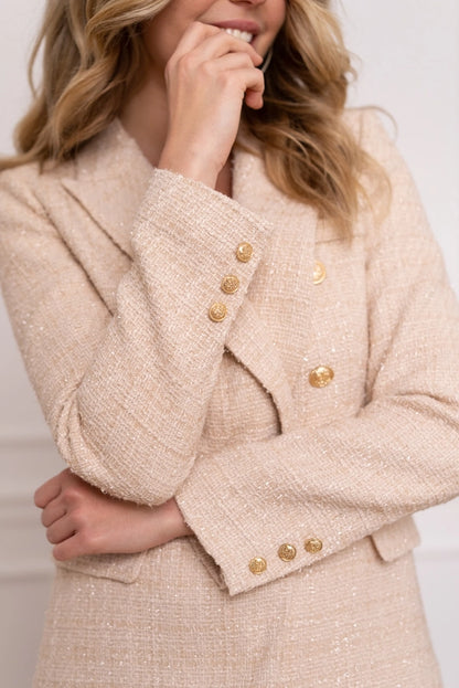 Tweed-Textured Crossed Blazer