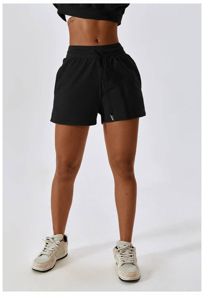 Drawstring High Waist Shorts - Black