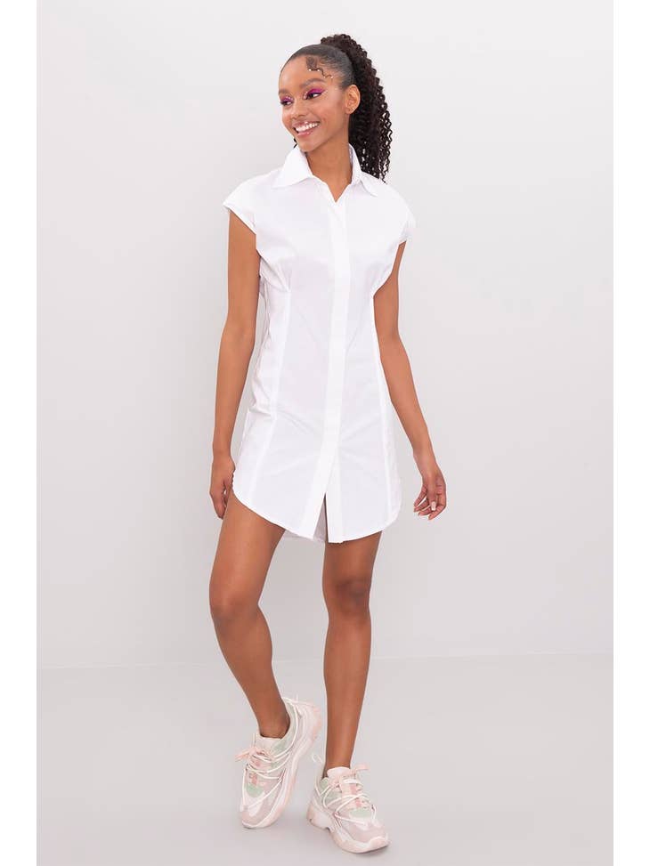 Dropped Sleeve Shirt Dress