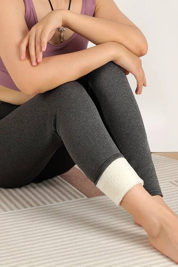 Lambskin thermal fur lined high waist leggings