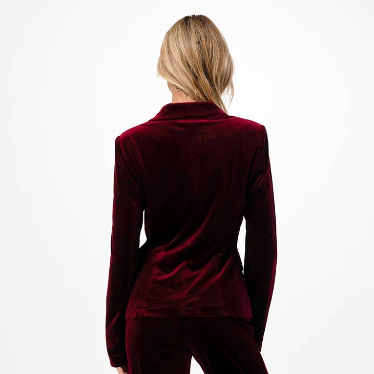 SINGLE BUTTON VELVET BLAZER