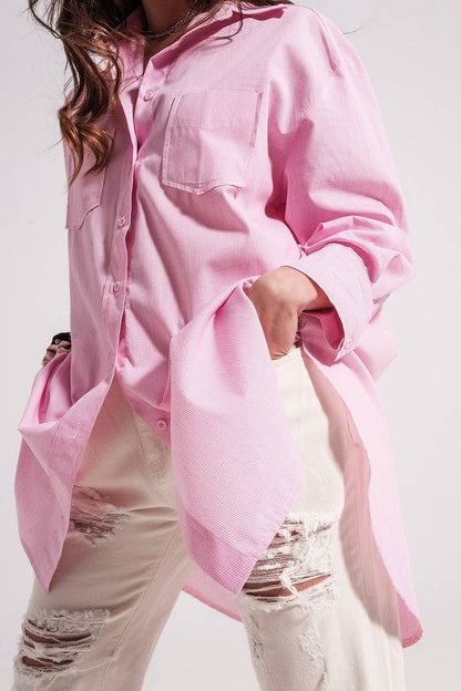 Cotton oversized shirt in pink