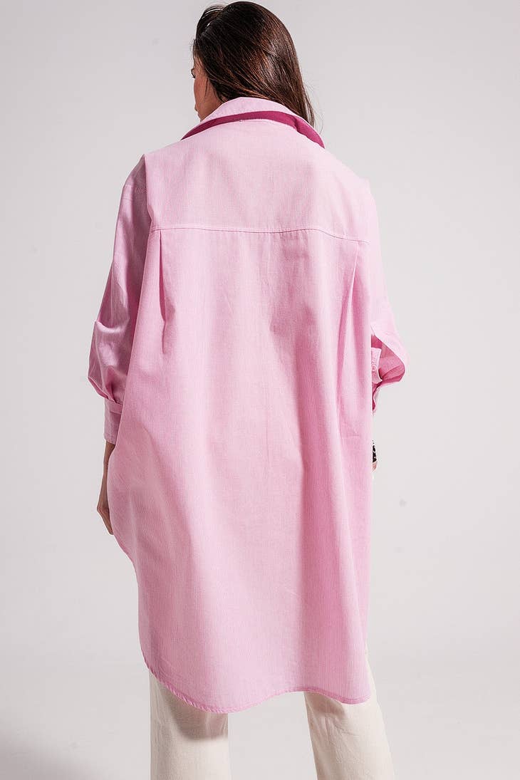 Cotton oversized shirt in pink