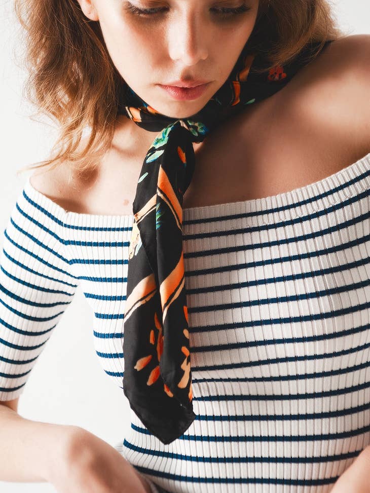 Stripe bardot top in navy