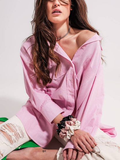 Cotton oversized shirt in pink