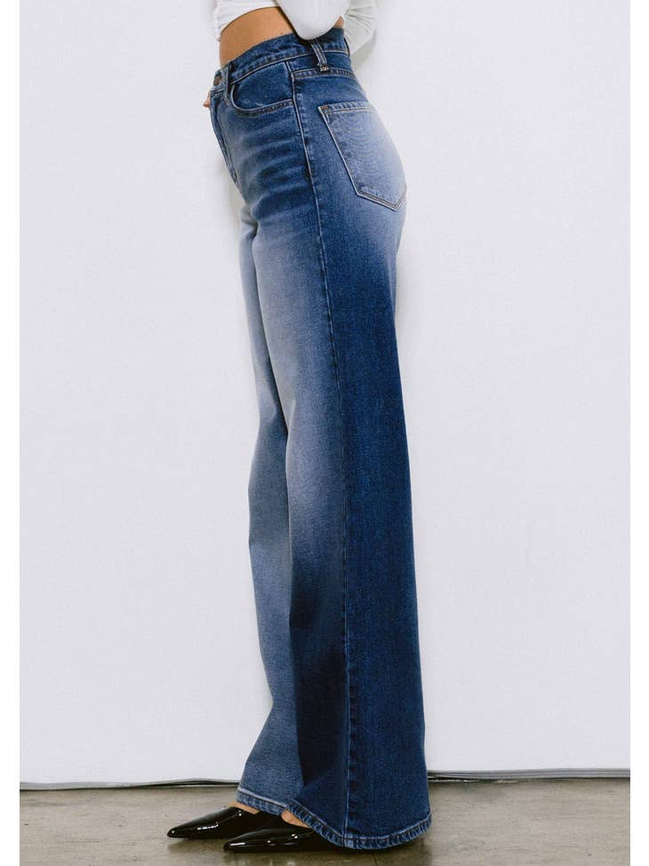 Two Tone Wide Jeans