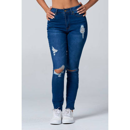 Distressed High Rise Skinny Jean