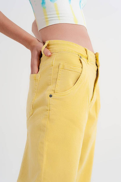 High rise mom jeans with pleat front