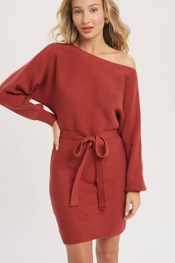 BOATNECK SWEATER DRESS