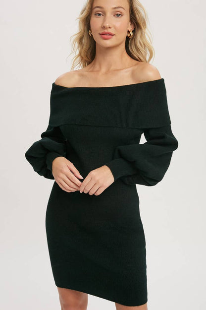 OFF SHOULDER SWEATER DRESS