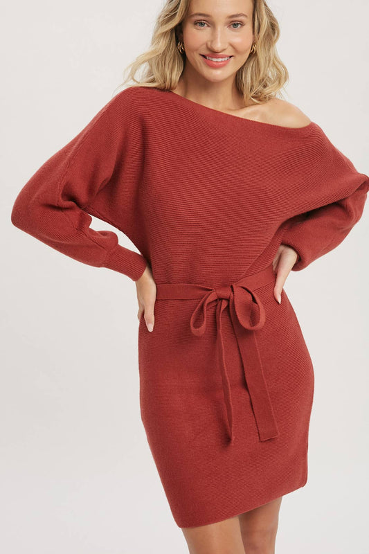 BOATNECK SWEATER DRESS