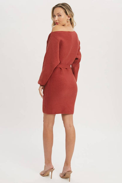 BOATNECK SWEATER DRESS